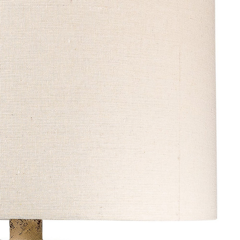 Benjara Gov 27 Inch Table Lamp, Beige Drum Shade, Vase Shaped Body, Painted Surface