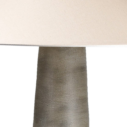 Benjara Bali 23 Inch Table Lamp, Classic Empire Shade, Cylinder Base, Smooth Gray