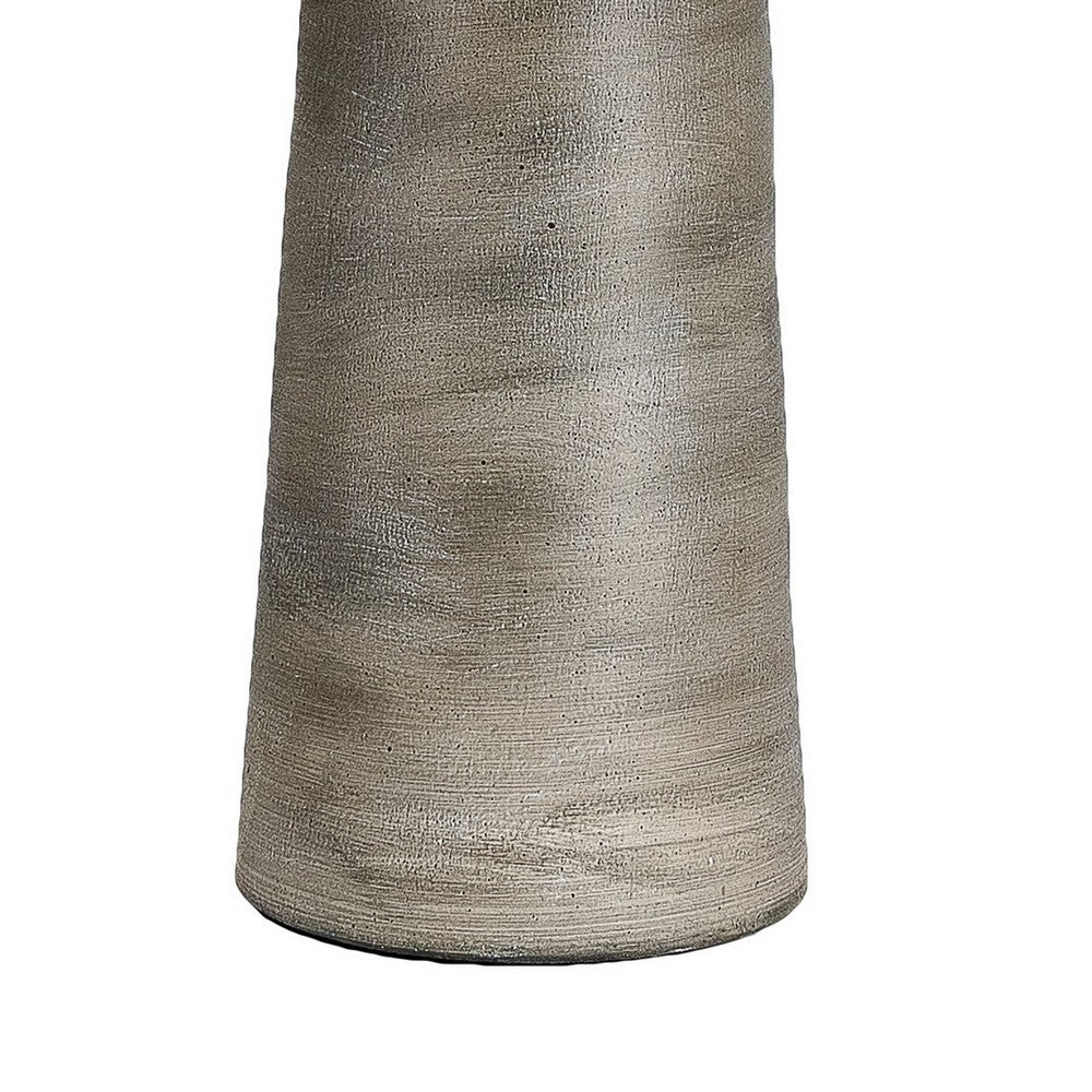 Benjara Bali 23 Inch Table Lamp, Classic Empire Shade, Cylinder Base, Smooth Gray