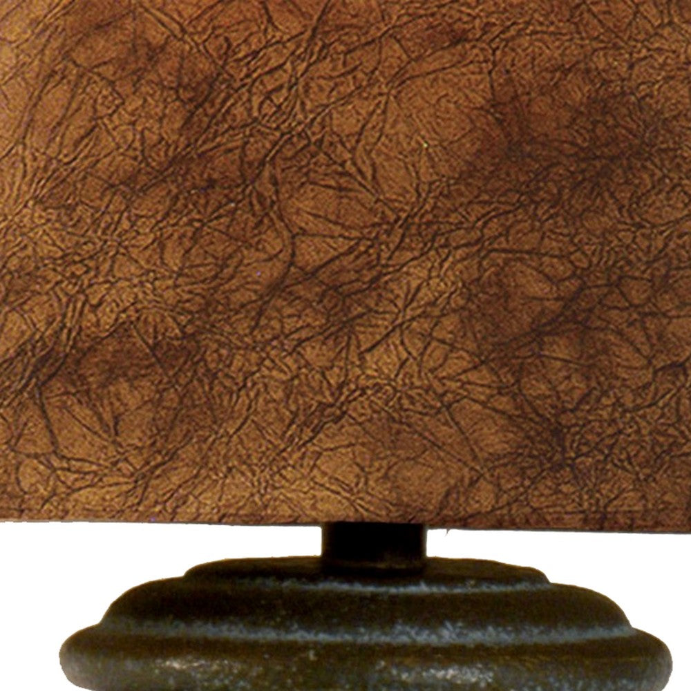 Benjara 30 Inch Table Lamp, 3 Way Switch, Empire Shade, Green And Brown Finish