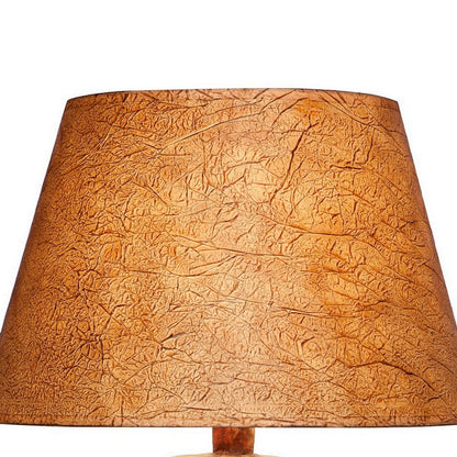 Benjara Riza 29 Inch Urn Table Lamp, Carved Trellis Cut, Rich Oak Brown Hydrocal
