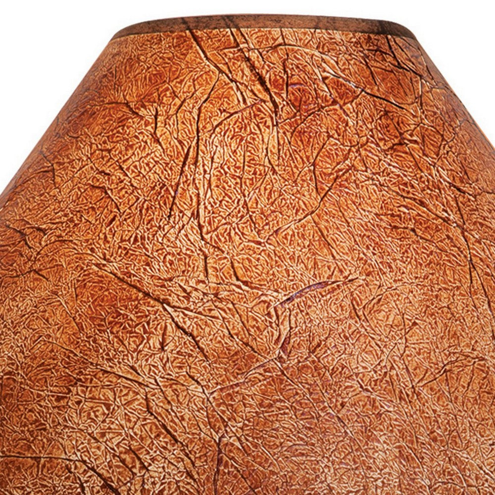 Benjara Rozy 25 Inch Table Lamp, Urn Shaped Base, Empire Shade, Dark Brown Finish