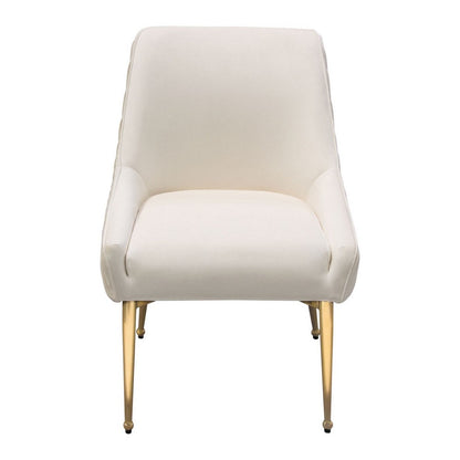 Benjara 24 Inch Dining Chair, Set of 2, Cushioned Seating, Sloped Arms, Off White