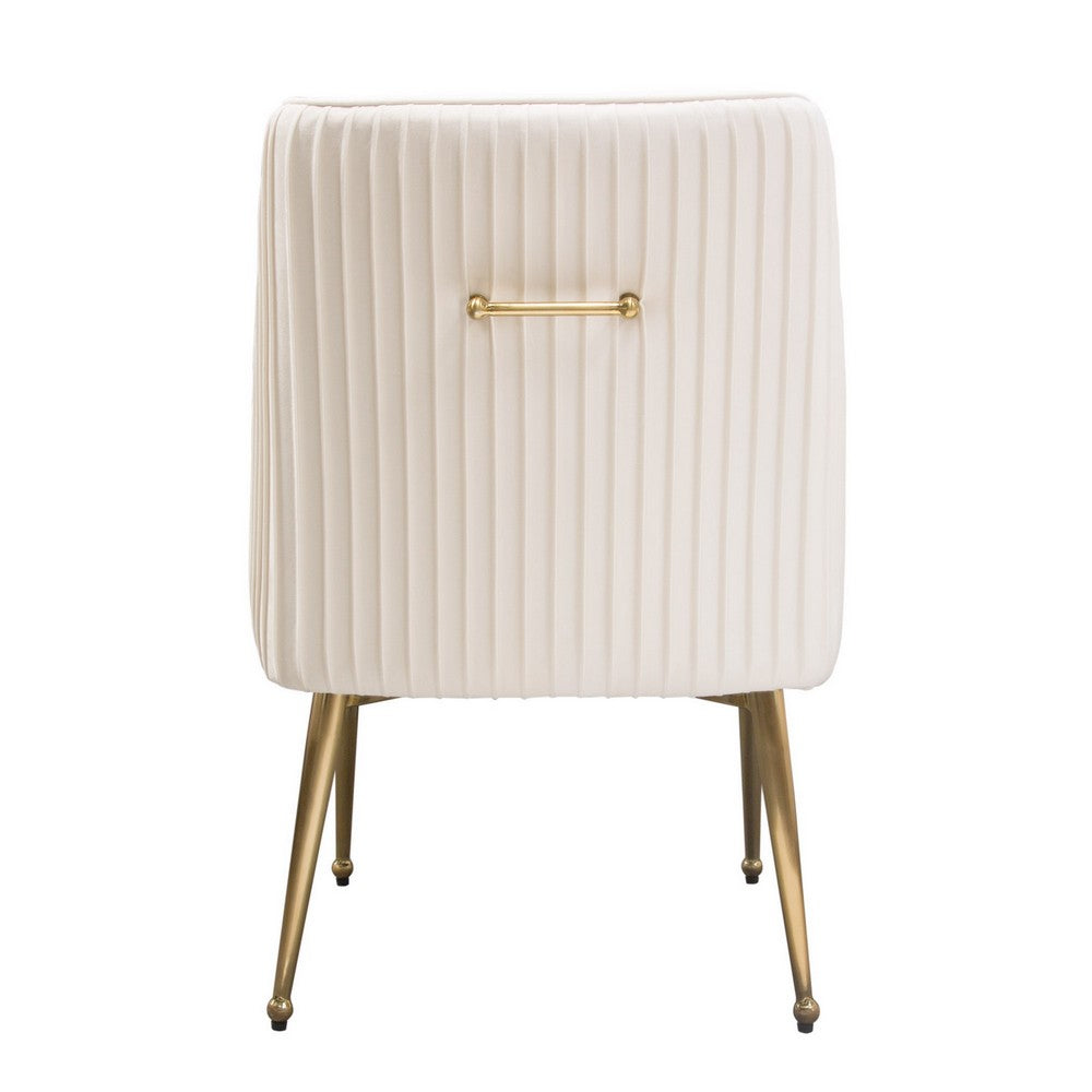Benjara 24 Inch Dining Chair, Set of 2, Cushioned Seating, Sloped Arms, Off White