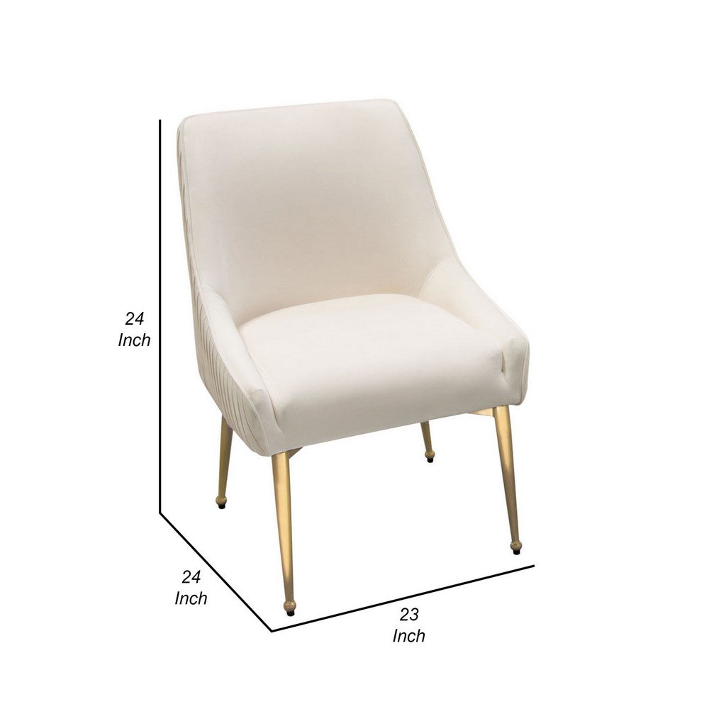 Benjara 24 Inch Dining Chair, Set of 2, Cushioned Seating, Sloped Arms, Off White