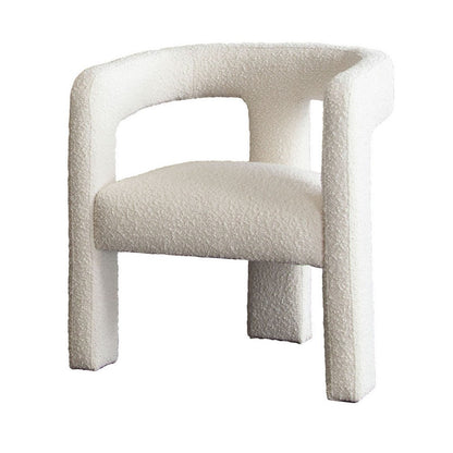 Benjara 27 Inch Boucle Accent Chair, Curved Back, Cushioned Seating, Ivory Finish