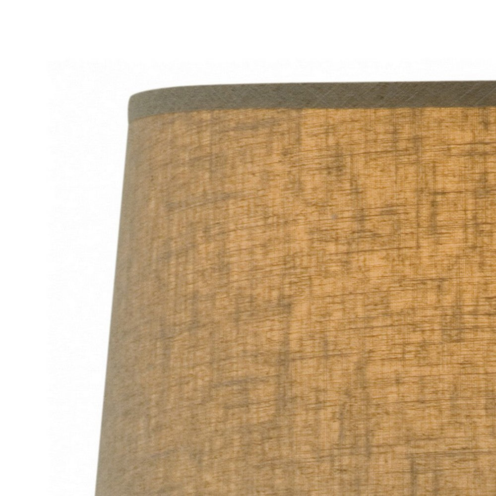 Benjara 33 Inch Hydrocal Table Lamp, Brown Drum Shade, Textured Urn Shaped Base