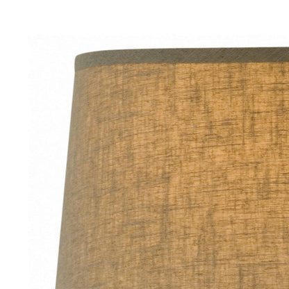 Benjara 33 Inch Hydrocal Table Lamp, Brown Drum Shade, Textured Urn Shaped Base