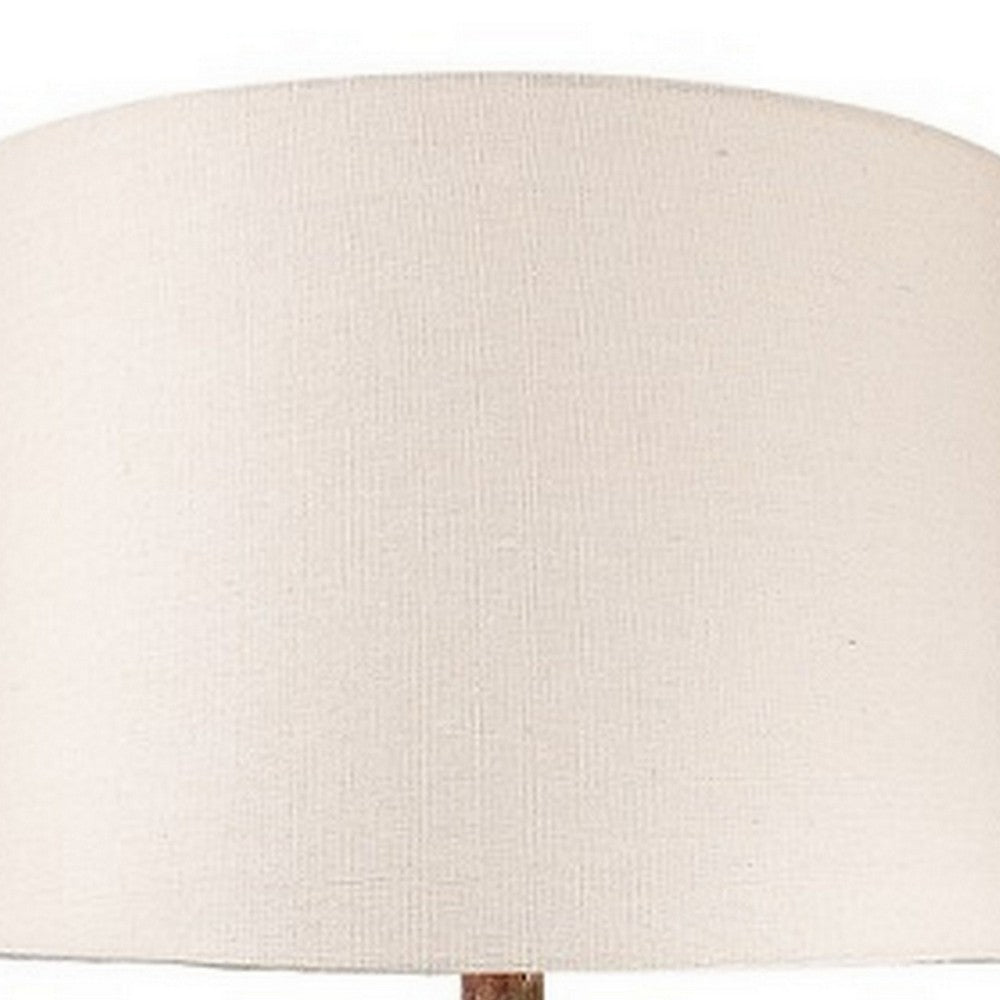 Benjara Alin 29 Inch Hydrocal Table Lamp, Drum Shade, Urn Shaped Base, Pink, Brown