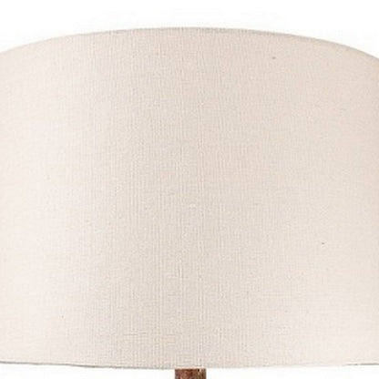 Benjara Alin 29 Inch Hydrocal Table Lamp, Drum Shade, Urn Shaped Base, Pink, Brown