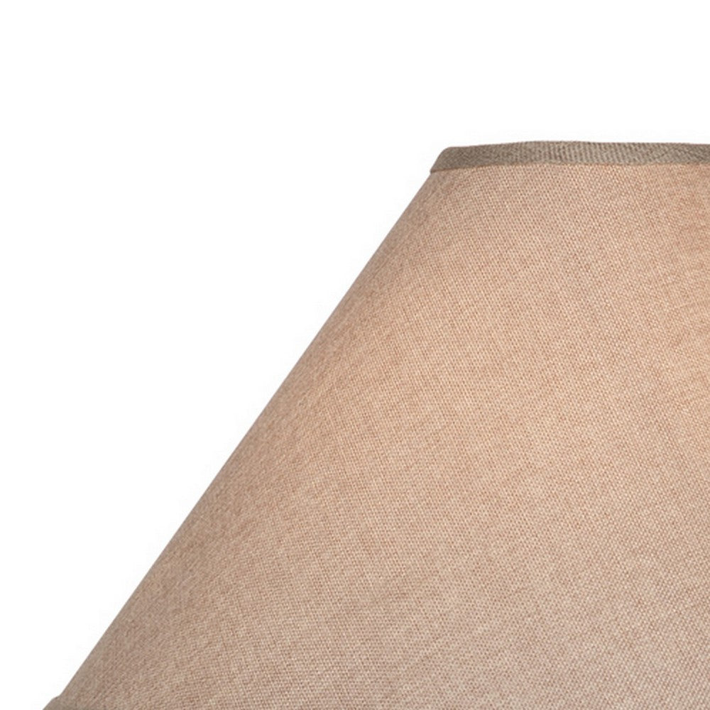 Benjara Niek 30 Inch Hydrocal Table Lamp, Empire Shade, Urn Base, Oak White Finish