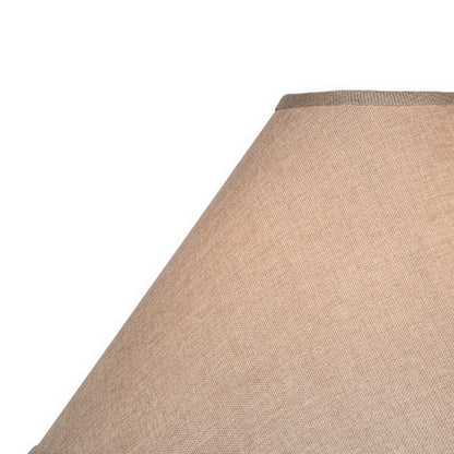 Benjara Niek 30 Inch Hydrocal Table Lamp, Empire Shade, Urn Base, Oak White Finish