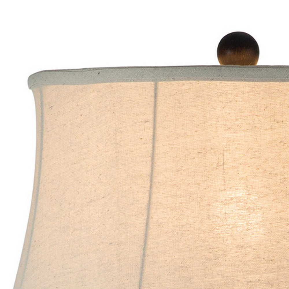 Benjara Hiel 29 Inch Hydrocal Table Lamp, Empire Shade, Vintage Light Blue Urn Base