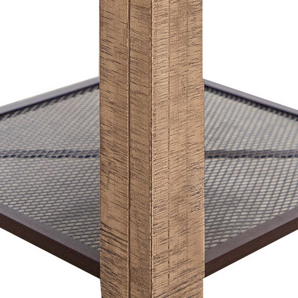 Benjara Fena 23 Inch Wide End Table, Single Drawer, Multicolor Distressed Pine Wood