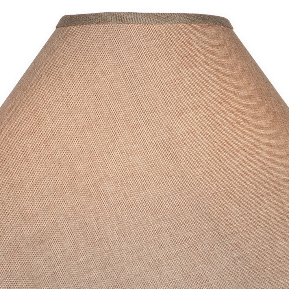 Benjara Neji 26 Inch Table Lamp, Curved Pot Design Base, Floral Pattern, Silver
