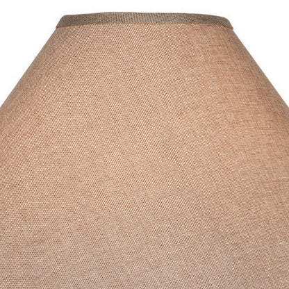 Benjara Neji 26 Inch Table Lamp, Curved Pot Design Base, Floral Pattern, Silver