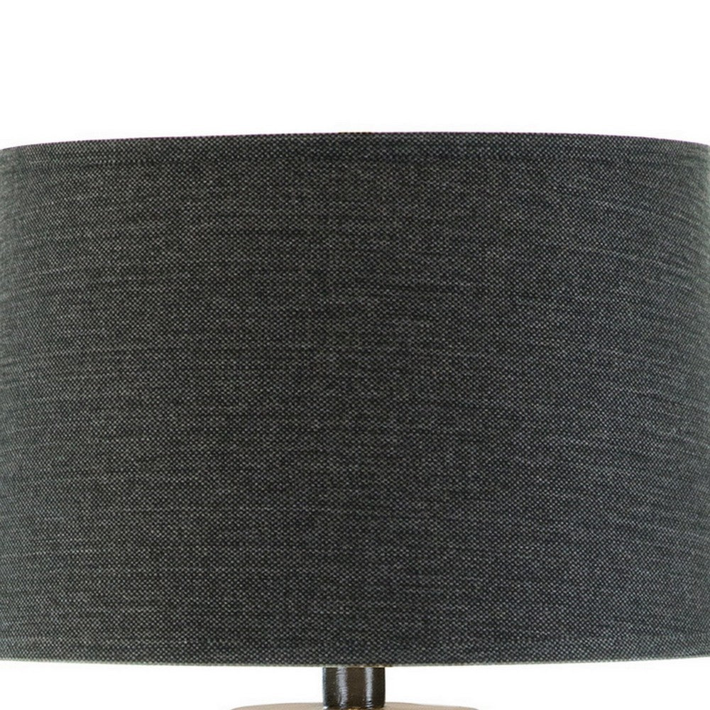 Benjara Riza 30 Inch Table Lamp, Curved Vase Shape, Dual Tone Gray, Drum Shade