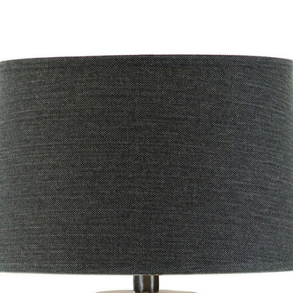 Benjara Riza 30 Inch Table Lamp, Curved Vase Shape, Dual Tone Gray, Drum Shade