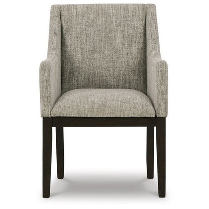 Benjara Sonn 24 Inch Dining Armchair, Set of 2, Padded Beige Upholstery, Brown Legs