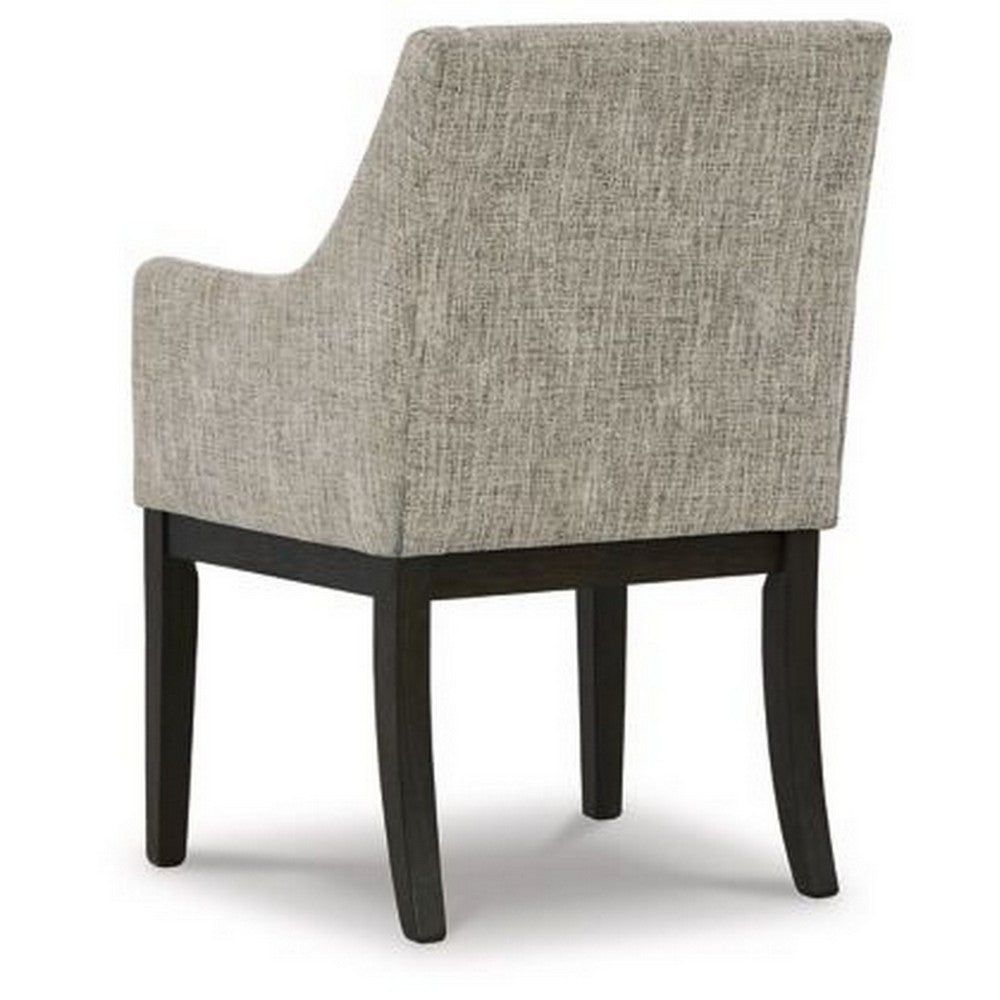 Benjara Sonn 24 Inch Dining Armchair, Set of 2, Padded Beige Upholstery, Brown Legs