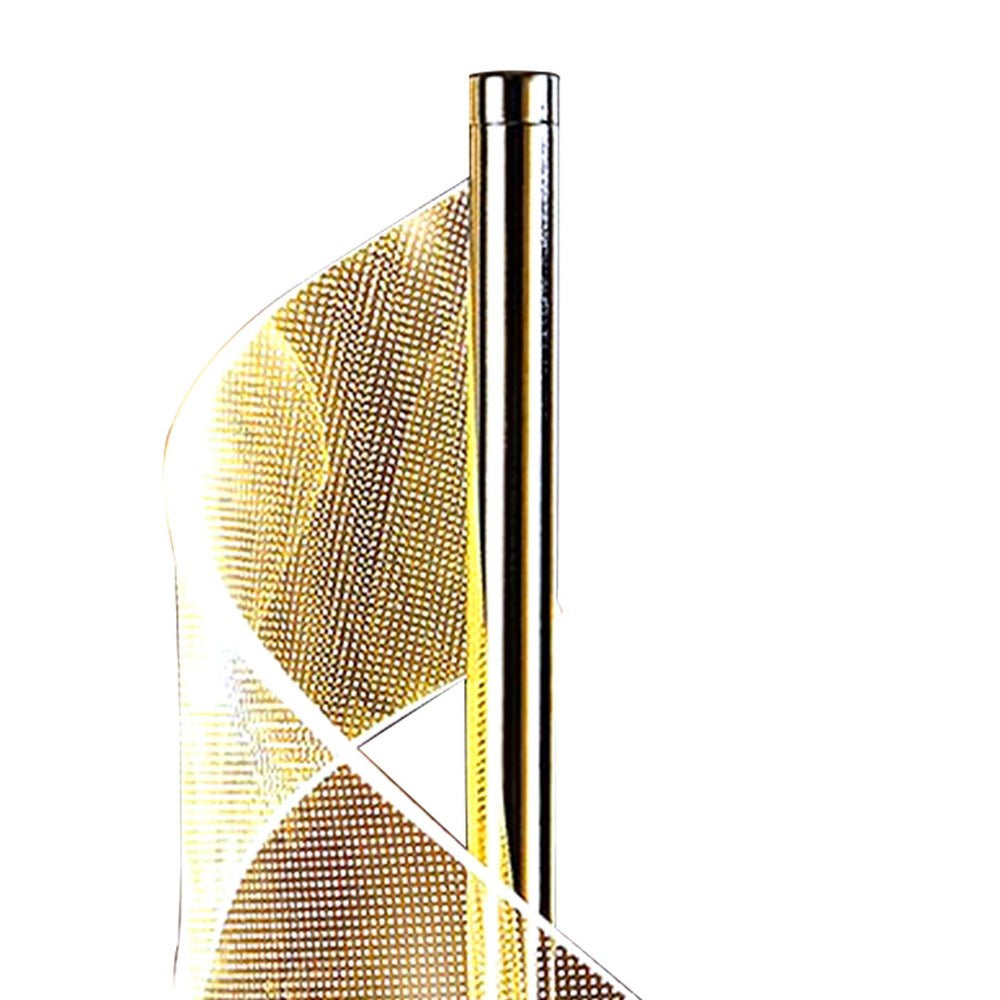 Benjara Melly 19 Inch Table Lamp, LED Swirl Ribbon Design, Acrylic, Bright Nickel