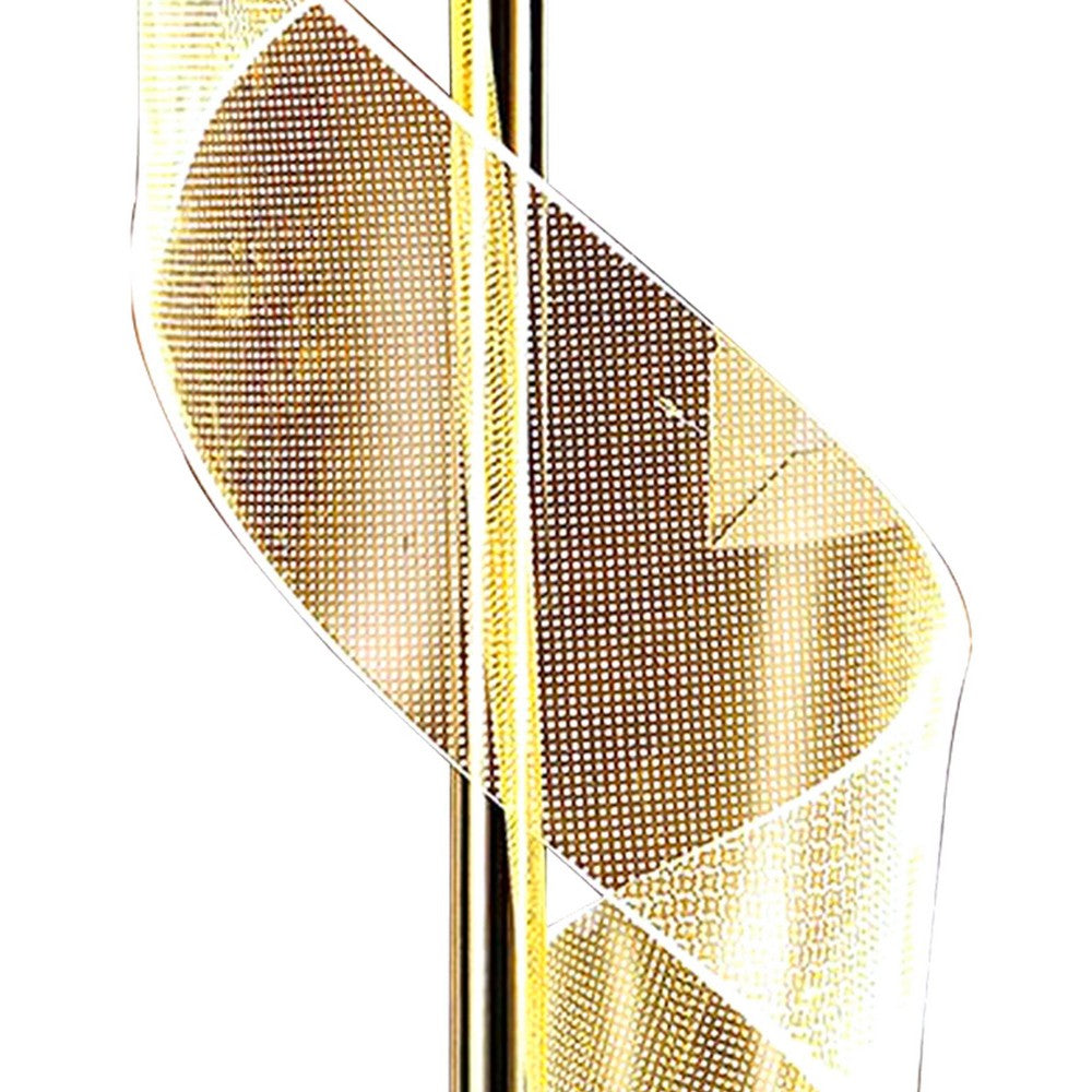 Benjara Melly 19 Inch Table Lamp, LED Swirl Ribbon Design, Acrylic, Bright Nickel