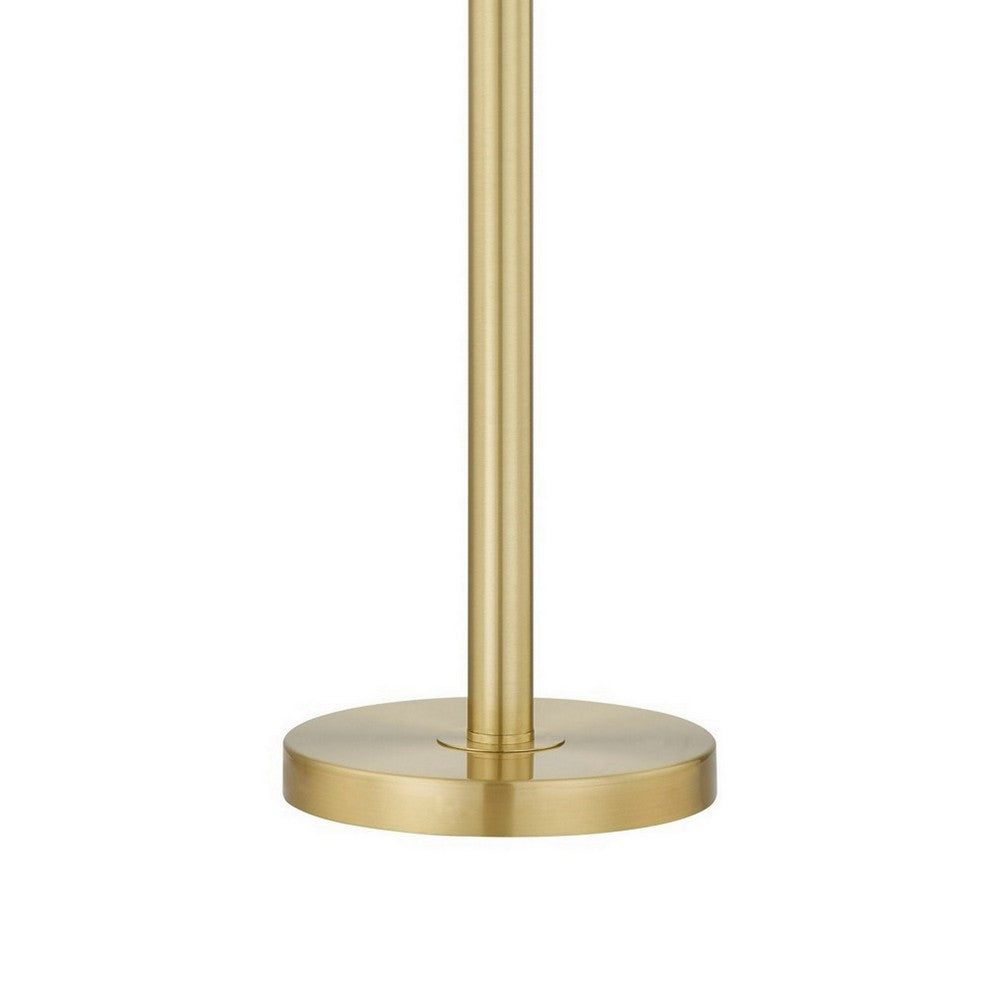 Benjara Dany 28 Inch Table Lamp with Crystal Drum Shade, Gold Brass Metal Base