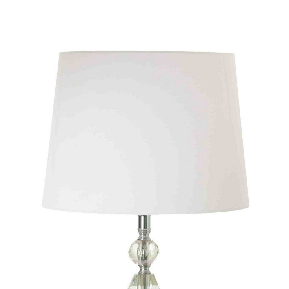 Benjara 24 Inch Table Lamp Set of 2 with Glass Stands, Metal Base, Clear Finish