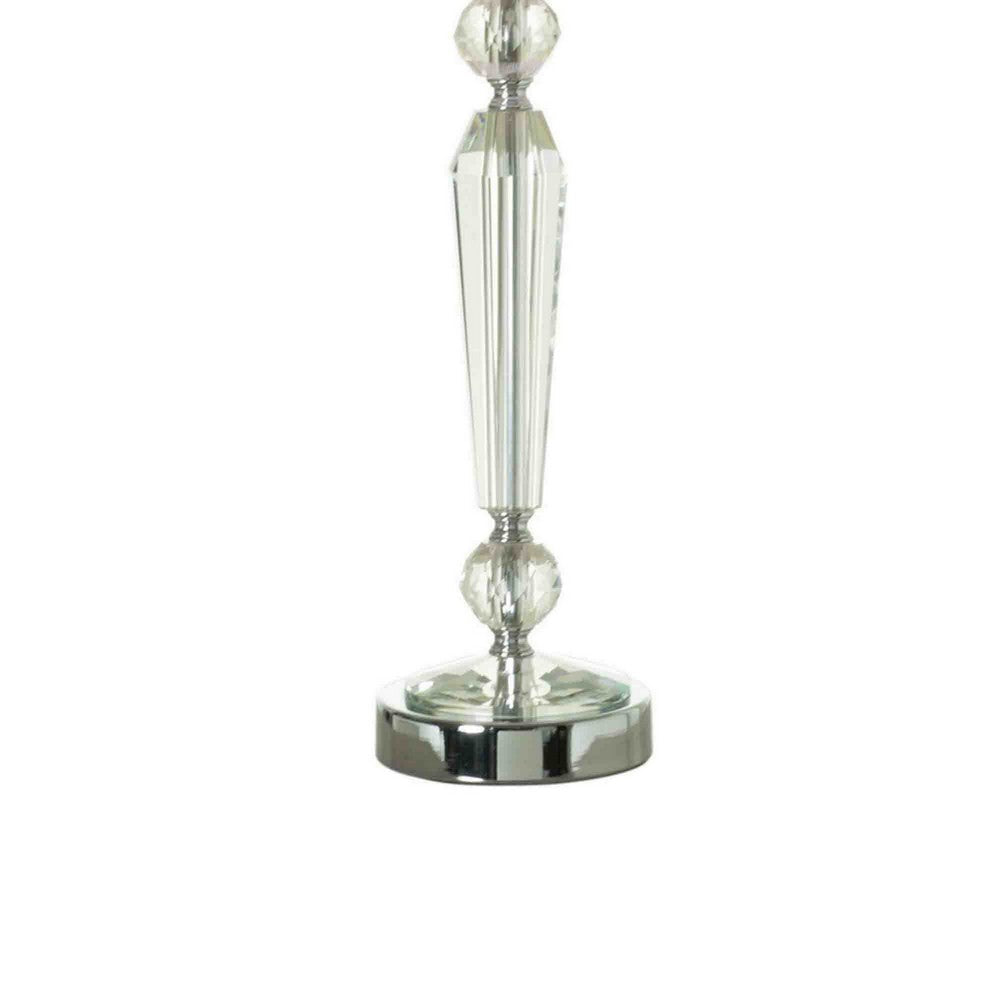 Benjara 24 Inch Table Lamp Set of 2 with Glass Stands, Metal Base, Clear Finish