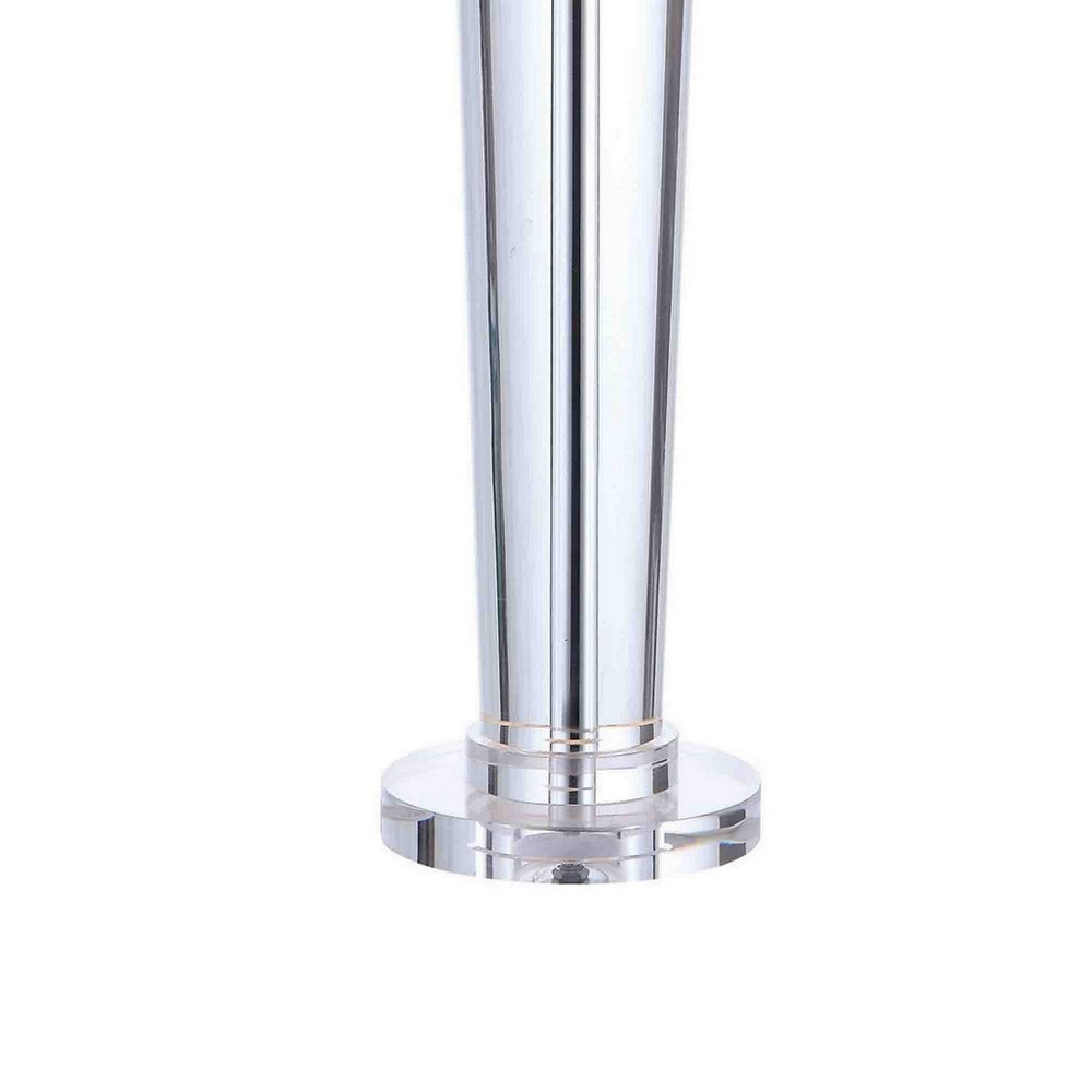 Benjara 27 Inch Table Lamp with Glass Stand, Empire Shade, Metal, Clear Finish
