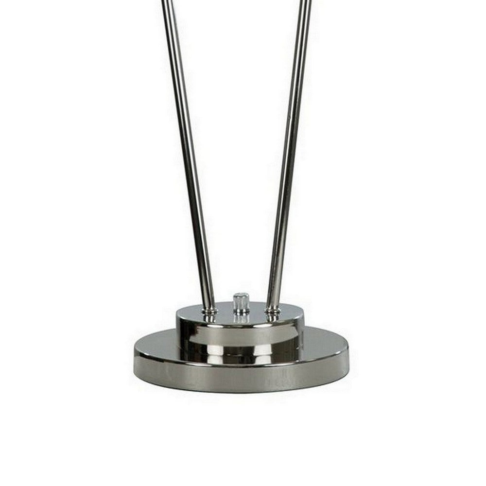 Benjara 27 Inch Table Lamp, Asymmetrical Crystal Shade, Dimmer Switch, Metal Finish