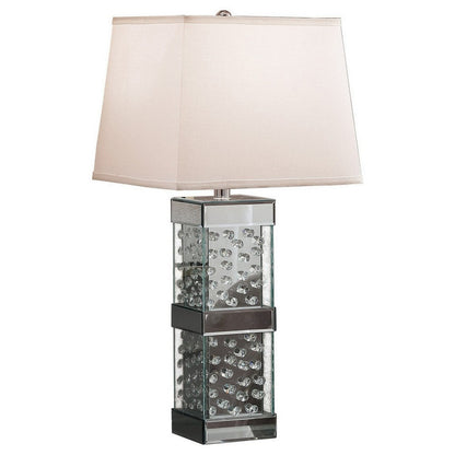 Benjara 26 Inch Table Lamp, Empire Shade, Crystal Glass Stand, Clear Finish