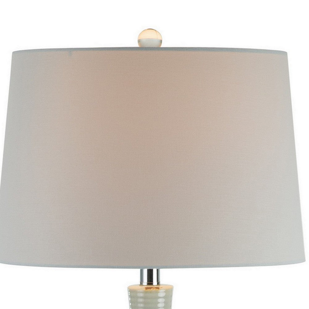 Benjara 28 Inch Table Lamp with Clean Lines, Empire Shade, Ceramic, Teal Blue