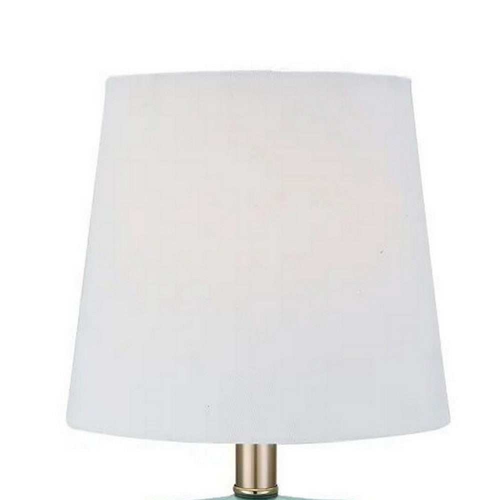 Benjara 18 Inch Table Lamp with Owl Stand, Set of 2, Ceramic, Aqua Haze Finish