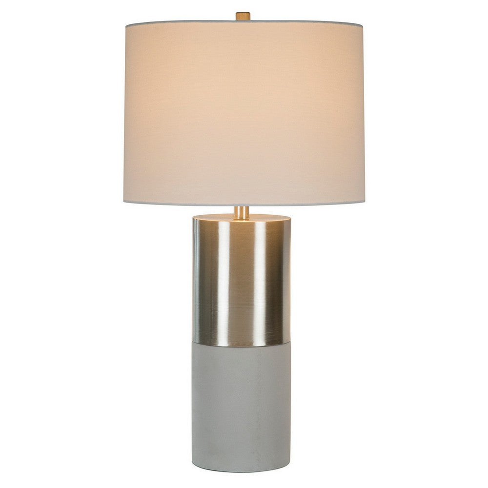 Benjara 29 Inch Table Lamp, Set of 2, Metal, Concrete, Gray And Chrome Finish