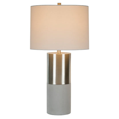 Benjara 29 Inch Table Lamp, Set of 2, Metal, Concrete, Gray And Chrome Finish