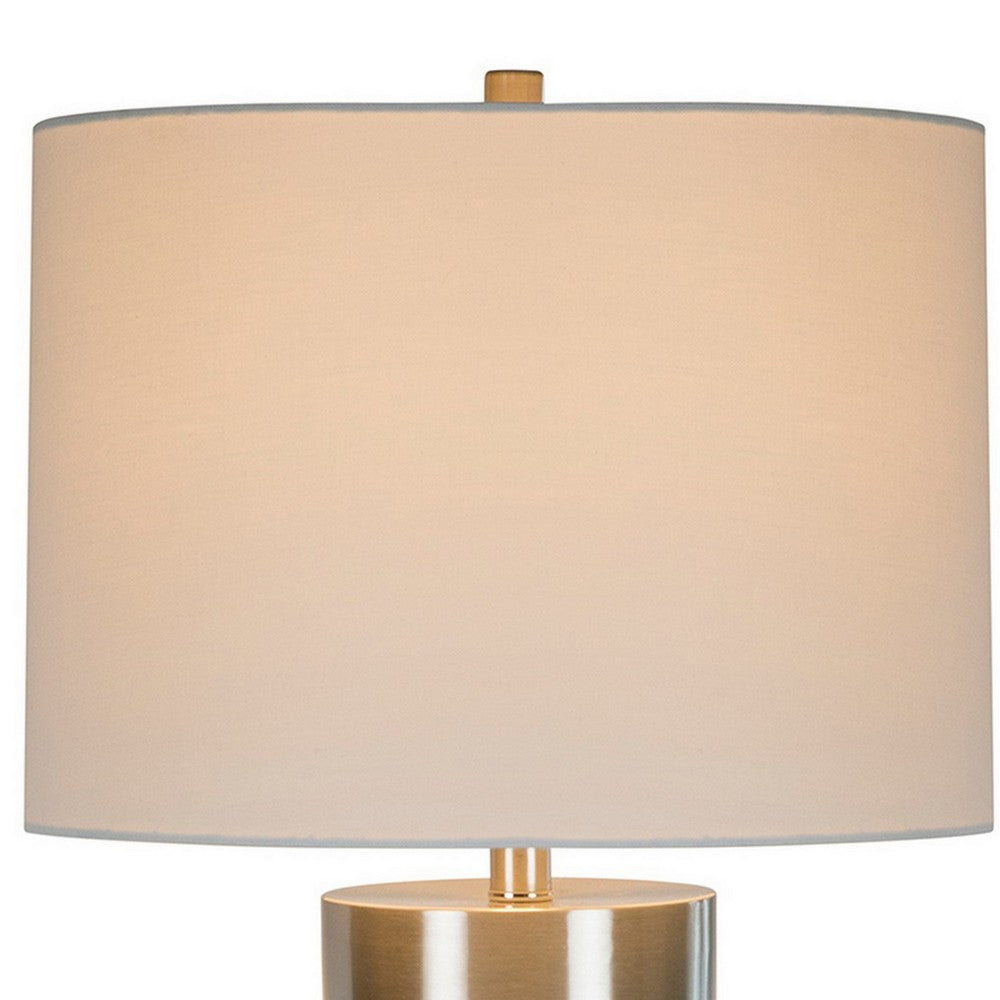 Benjara 29 Inch Table Lamp, Set of 2, Metal, Concrete, Gray And Chrome Finish