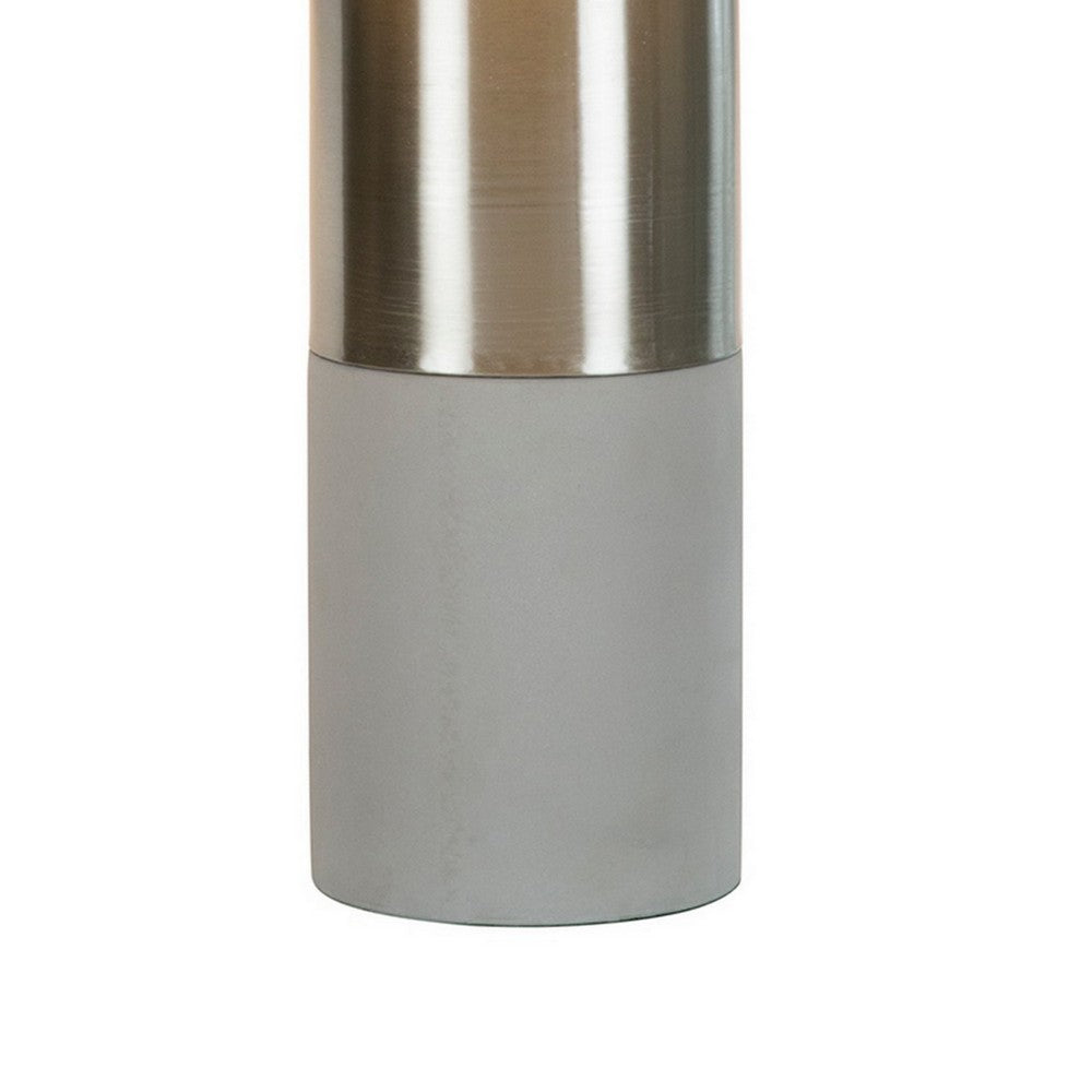 Benjara 29 Inch Table Lamp, Set of 2, Metal, Concrete, Gray And Chrome Finish