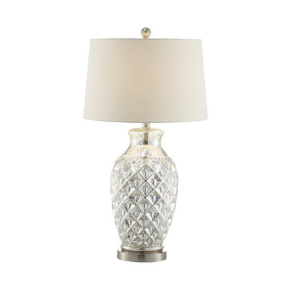 Benjara 30 Inch Table Lamp with Diamond Textured Base, Set of 2, Glass, Clear