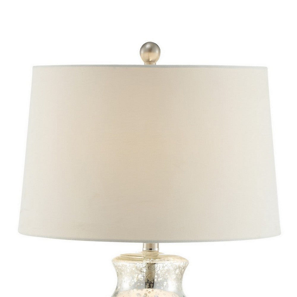 Benjara 30 Inch Table Lamp with Diamond Textured Base, Set of 2, Glass, Clear