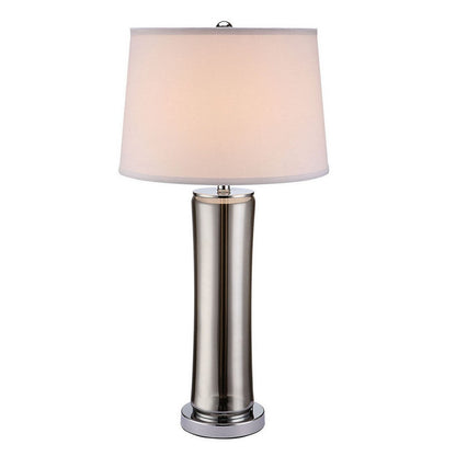 Benjara 29 Inch Table Lamp, Empire Shade, Set of 2, Glass, Clear Smoke Gray