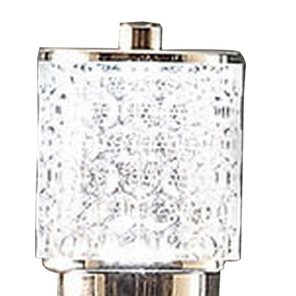 Benjara Siri 19 Inch Table Lamp with LED Glass Shade, Metal Base, Nickel Finish