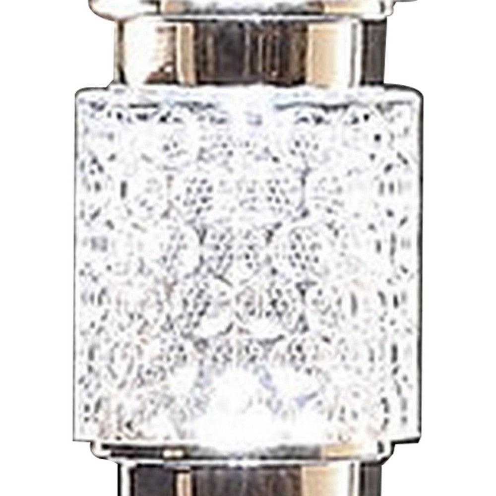 Benjara Siri 19 Inch Table Lamp with LED Glass Shade, Metal Base, Nickel Finish