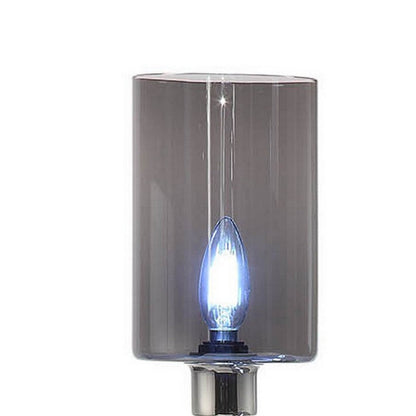 Benjara 29 Inch Table Lamp with Dual Gray Shade, Glass And Metal, Nickel Finish