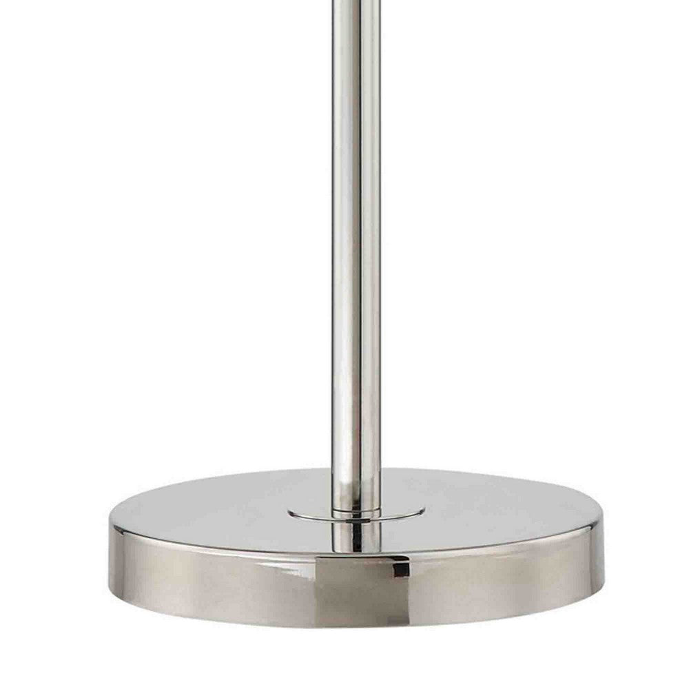 Benjara Aimy 27 Inch Table Lamp, LED Glass Shade, Metal, Chrome And White Finish
