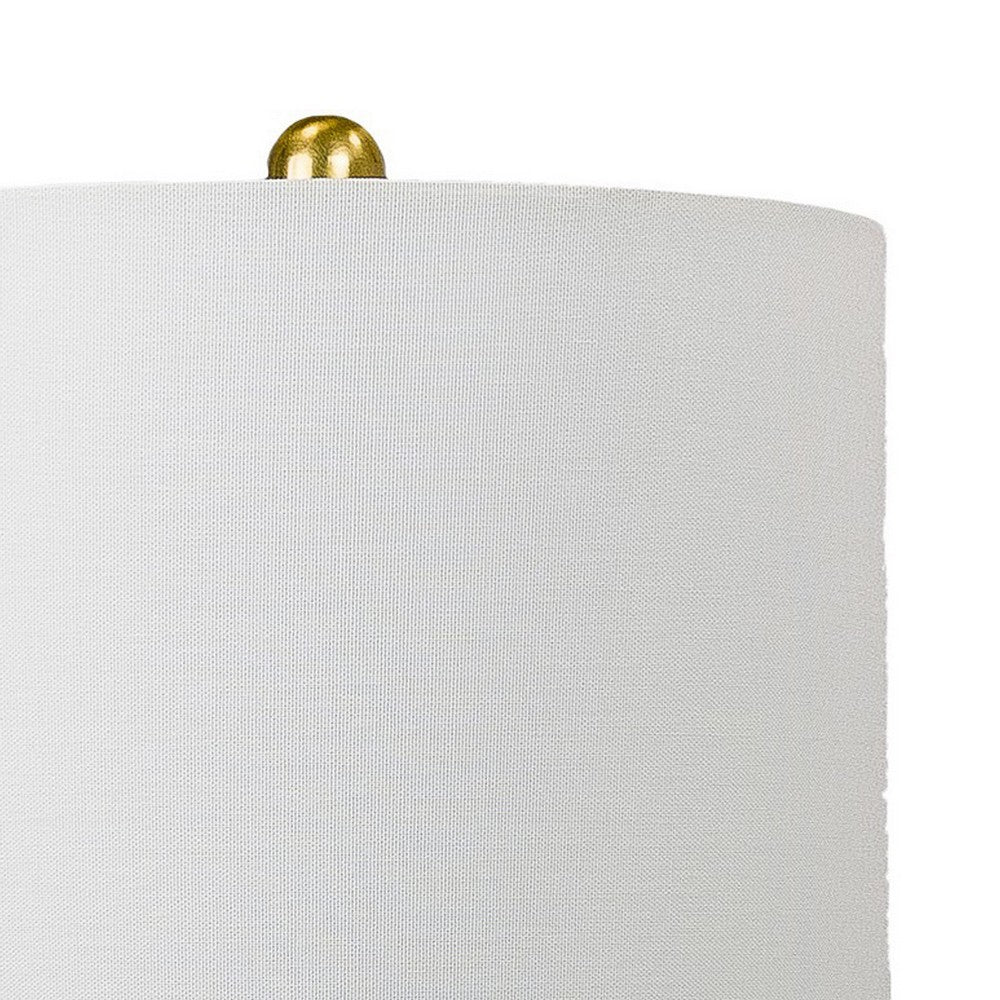 Benjara Elma 24 Inch Table Lamp Set of 2, Hourglass Stand, Gold Trim, Glass, Blue