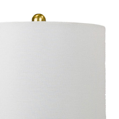 Benjara Elma 24 Inch Table Lamp Set of 2, Hourglass Stand, Gold Trim, Glass, Blue
