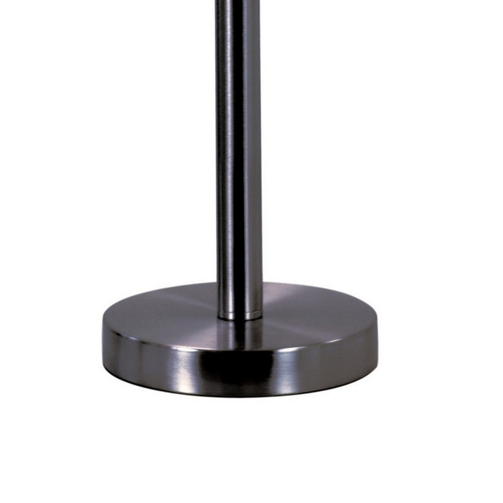 Benjara Febe 26 Inch Table Lamp, Large Bulb Shade, Glass, Metal, Black Nickel