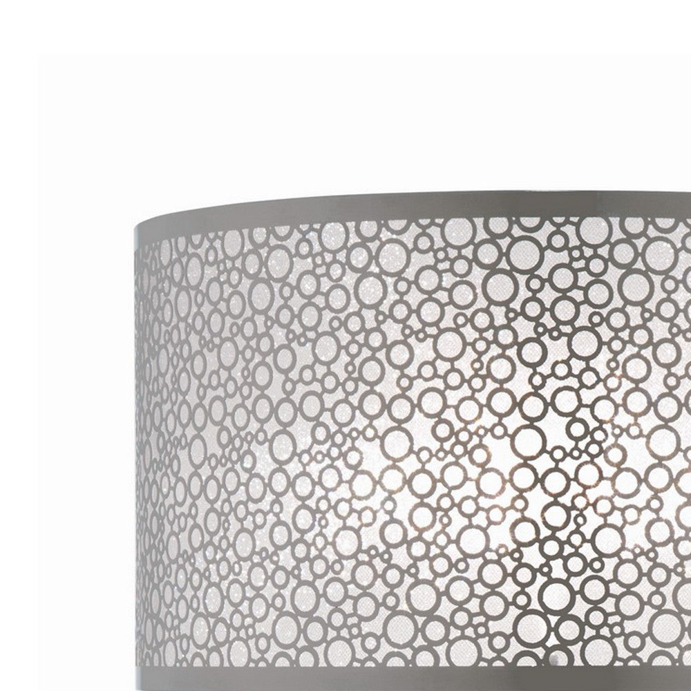 Benjara 27 Inch Table Lamp with Metal And Fabric Shade, 
Sleek Chrome Finish
