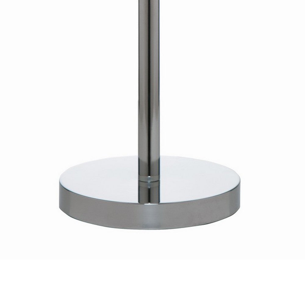 Benjara 27 Inch Table Lamp with Metal And Fabric Shade, 
Sleek Chrome Finish